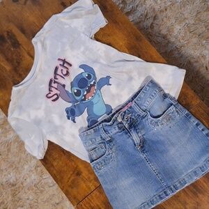 Stitch Kids T-Shirt - White and Blue With Skort!